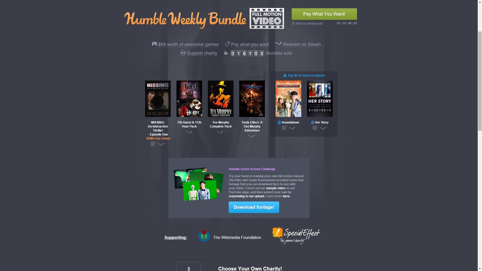 Humble Weekly Bundle Full Motion Video
